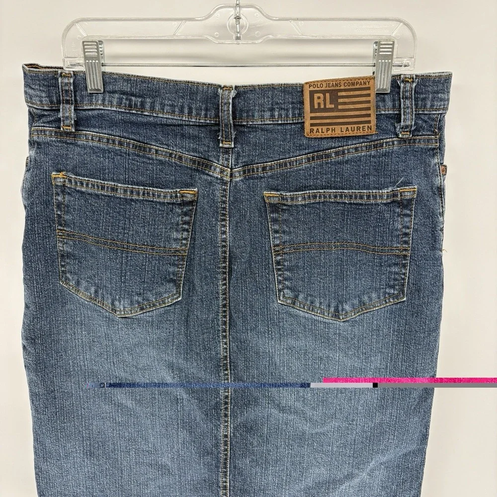 Vintage Y2K Polo Jeans Ralph Lauren Low Rise Denim Pencil‎ Skirt Women Size 12